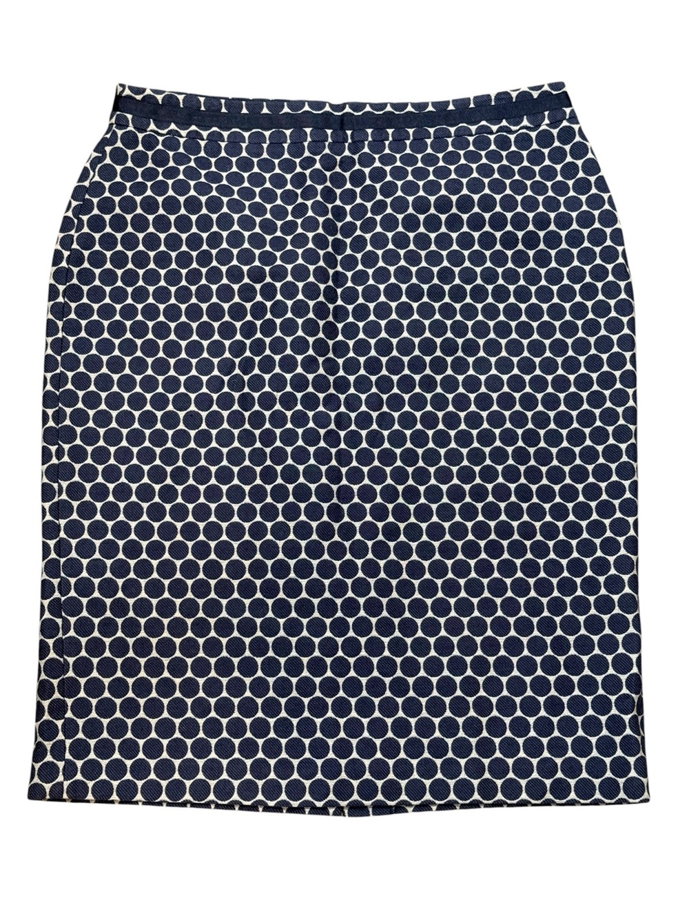 Boden polka dot pencil skirt navy light gray 12L preppy business casual capsule